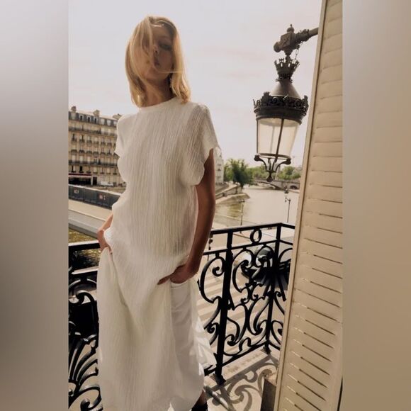 ZARA 100% LINEN TUNIC DRESS ZW COLLECTION - Picture 8 of 9